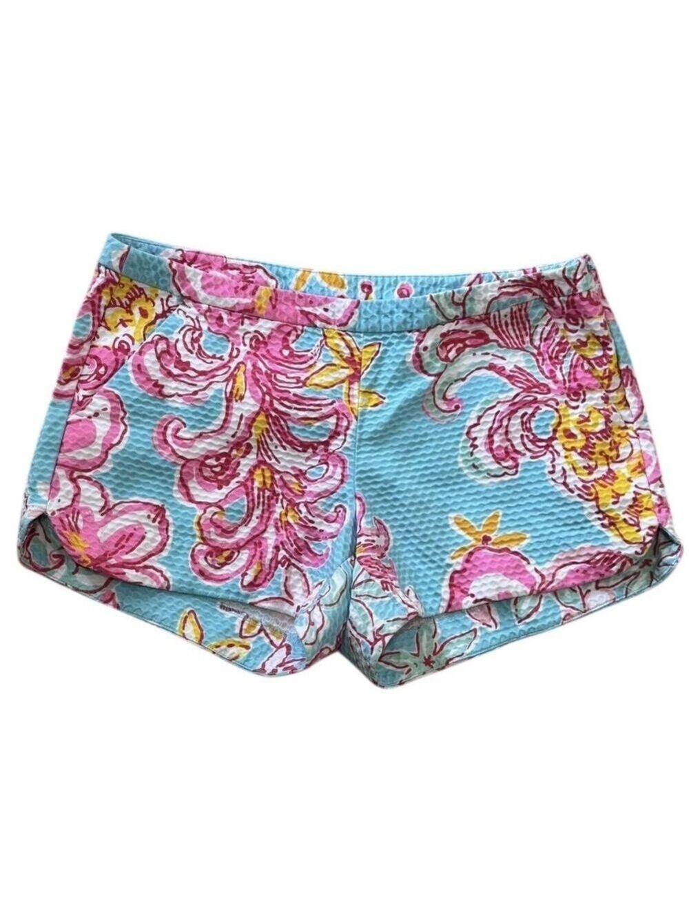 Lilly Pulitzer Adie Shorts Sz 2 Breakwater Blue Lolita Cotton Side Zip Women's